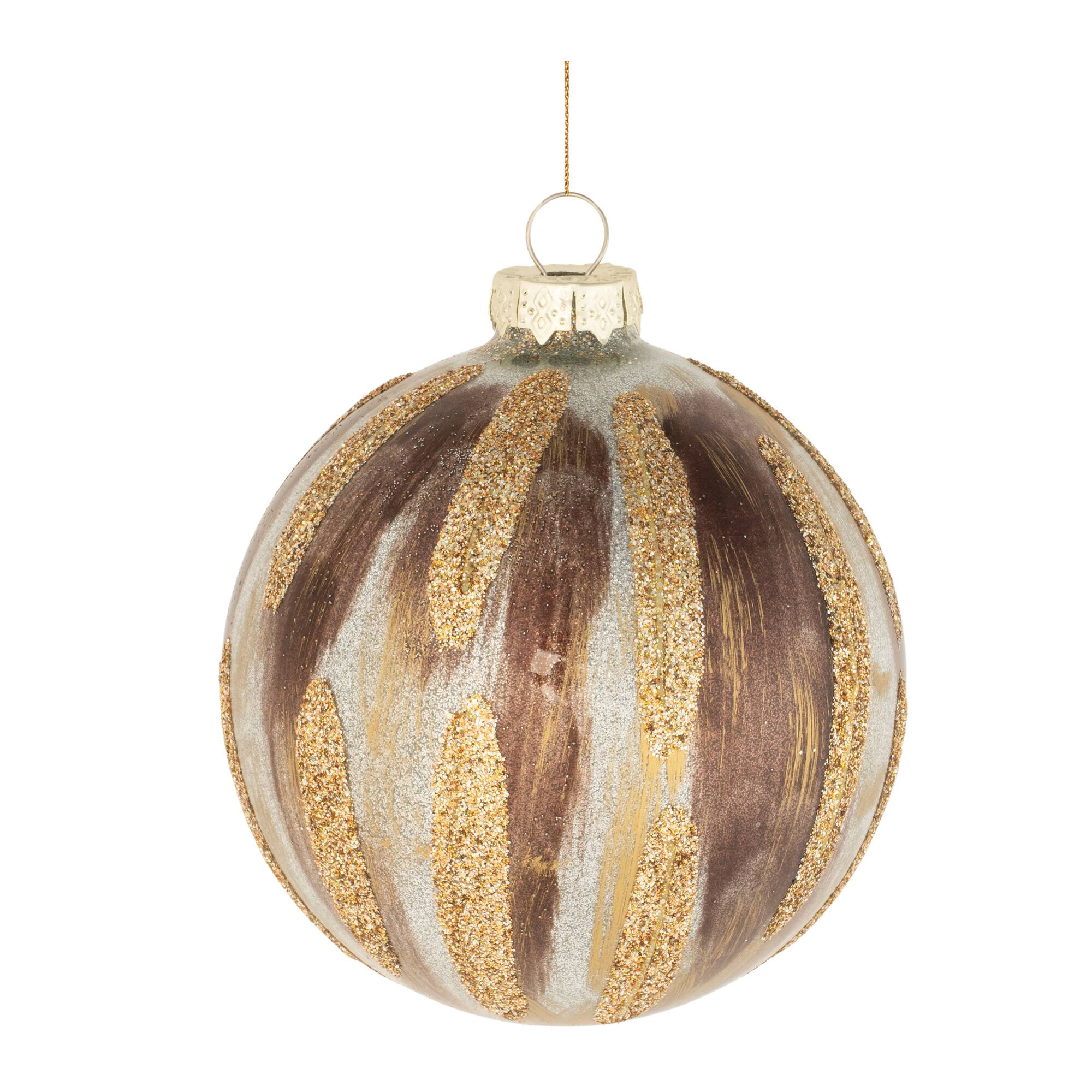 4.5" Glitter Painted Glass Ball Ornaments, 6ct.